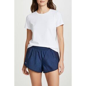 Under Armour Womens Printed Athletic Shorts In Navy Blue Performance Mesh Fabric